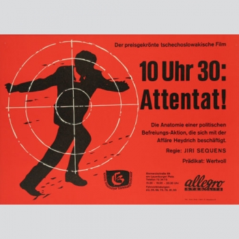 10 Uhr 30: Attentat ! Plakat des Kinos „allegro, in Steglitz, Berlin.