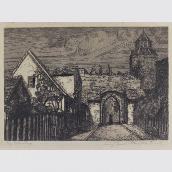 Scheffler, Paul: Am Stadttor. Originalradierung