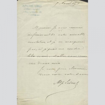 Leduc, Alphonse - Berühmter Musikverlag, Brief 1871