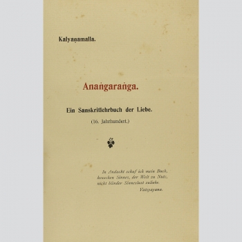 Kalyanamalla: Anangaranga. Ein Sanskritlehrbuch der Liebe, EA 1911