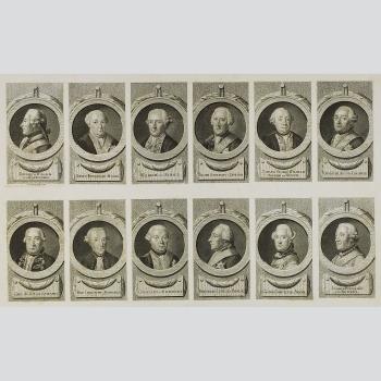 Berger: Sammlung von 12 Persönlichkeiten auf einem Blatt montiert. 1785