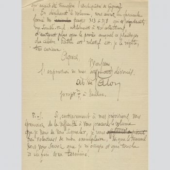 Valon, Arthur de - Politiker Frankreich, umfangreicher Brief 1899.