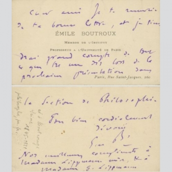 Boutroux, Émile - Berühmter franz. Philosoph.
