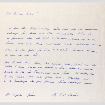 Steiner, Ernst. Brief an Galerie Sydow ... Zahlungen ausgeblieben...
