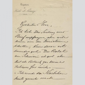 Due. Schwedischer Gesandter, Brief 1870