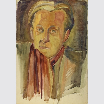 Expressionistisches Herren-Portrait. Aquarell. Nachlaß Karlheinz Bauer