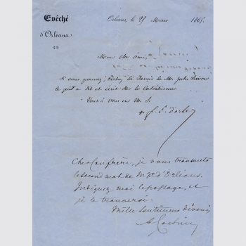 Dupanloup, Félix Antoine Philibert. Bischof von Orlean, Brief 1865
