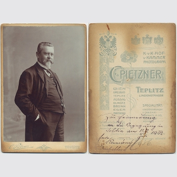 Pietzner, Carl:  Widmungsfoto, Kabinettformat von 1902