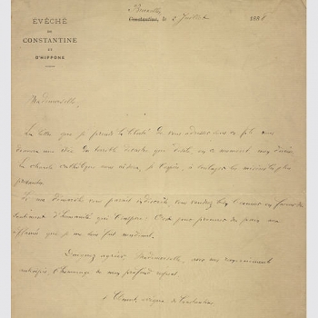 Bischof Barthélemy Clément Combes, Brief 1888