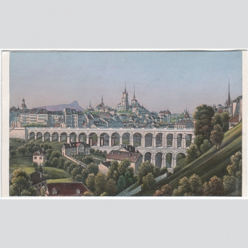 Dikenmann, Rudolf: Lausanne. Prächtige hand-kolorierte Ansicht um 1865
