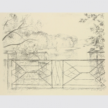 Ahlers-Hestermann, Friedrich: Blick auf Wald- und Seenlandschaft an der Alster