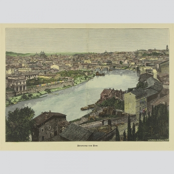 Panorama von Rom. Kolorierter Holzschnitt um 1890