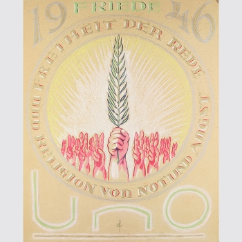 Funk, Erich: Originalentwurf für ein Plakat der UNO 1946