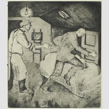 Der ertappte Dieb. Aquatinta-Radierung