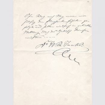 Junker, Wilhelm (Afrikaforscher). Eigenhändiger Brief mit Unterschrift