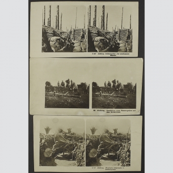 Stereofotografie: Sammlung 13mal I. Weltkrieg, div. Motive.