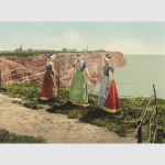 Helgoland. Prächtiges Photochrom. Frauen in Trachten um 1890