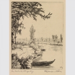 Dörr, Ferdinand. Neckarlauf mit Uferausblick