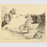 Cowar, Alf: Bergige Landschaft am Wald. 1925
