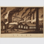 FEUER. Deutsche Verkehrsausstellung in München 1924. Aquatintaradierung