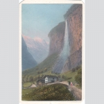 Staubbach Wasserfälle, Schweiz, koloriertes Foto um 1865