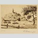 Braunger, Karl. Kirche auf dem Hügel, handsigniert