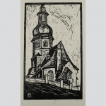 Mittelbach, Johannes. Expressive Kirchenansicht um 1925