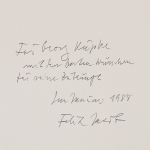 Jacob, Felix. Kunstkatalog, Widmungsexemplar an Georg Kupke 1988