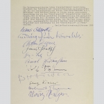 Gründung einer Künstlergruppe der heimatvertriebenen Künstler, div. Signaturen, 1956.