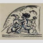 Figürliche Komposition, Tuschezeichnung um 1970.