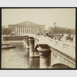 Paris.  Details zu  Kutschen über Brücke am Place de la Concorde, um 1880