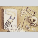 Borchert, Hans. Arbeitsutensilien des Malers. Farblithographie.