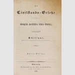 Philippi: Die Civilstands-Gesetze der Kgl. preuß. Rhein-Provinz - 1855 Original