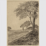 Delatre, August: Weg in karger Landschaft. Radierung 1886