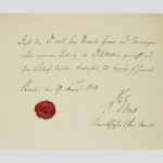 Bescheinigung der Ausführung Impfung von Blattern Dr. Ebert, Berlin 1850