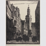 Hartmann, Paul: Katharinenstrasse in Leipzig, Linolschnitt 1914