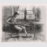 Halm, Peter: Der Netzflicker - Radierung 1894