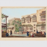 Vue des Casins sur le canal El-Khalyg, Hors la porte Bab-el-Charyeh. Lithografie 1840