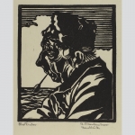 Plankenhorn, R.: Alter Fischer. Sehr schöner expressiver Original-Holzschnitt.