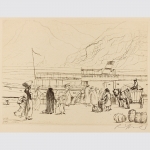 Reifferscheid, Dampferanlegestelle am Rheinufer, handsign. 1924