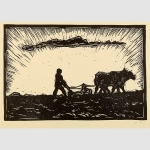 Röse, K.: Pflügender Bauer. Expressiver Holzschnitt um 1930.