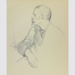 Rothenstein, Wiliam: Originallithographie: Portrait Walter Crane.
