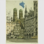 Veit, Rudolf: Rathausplatz in München, Farbradierung
