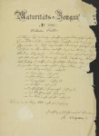 Naturitäts-Zeugnis No eins - Wilhelm Wiegand (Philologe) signiert 1868