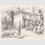 Troendle, Hugo: Auf der Brücke. Original-Lithographie.